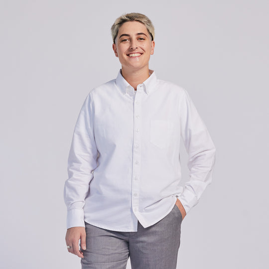 White Oxford shirt for women, trans, and non-binary folks