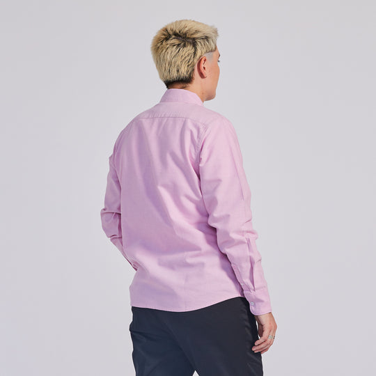 Pink Oxford shirt with stretch waistband pants