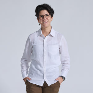 White Linen Long-Sleeve Shirt