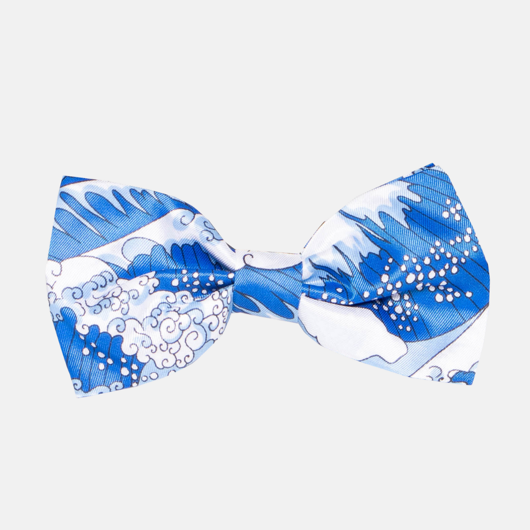 Androgynous wedding attire blue wave bow tie