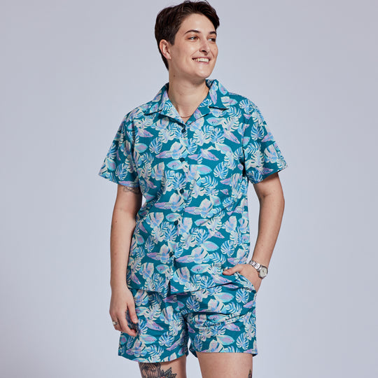 Palm Print Cabana Set for non-binary persons