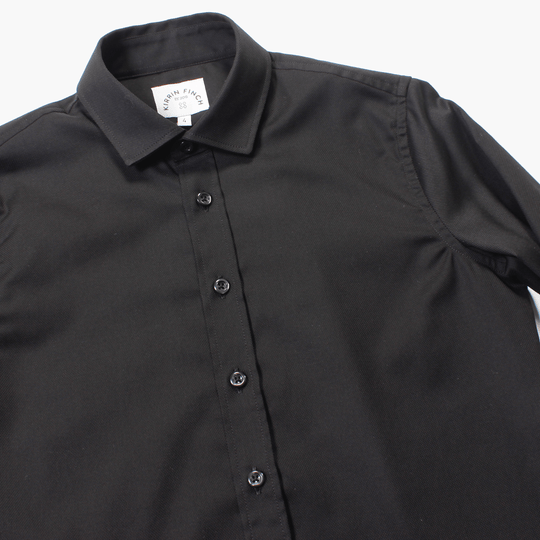 androgynous  Black dress shirt with spread collar