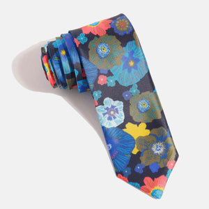 Blue Floral Print Tie