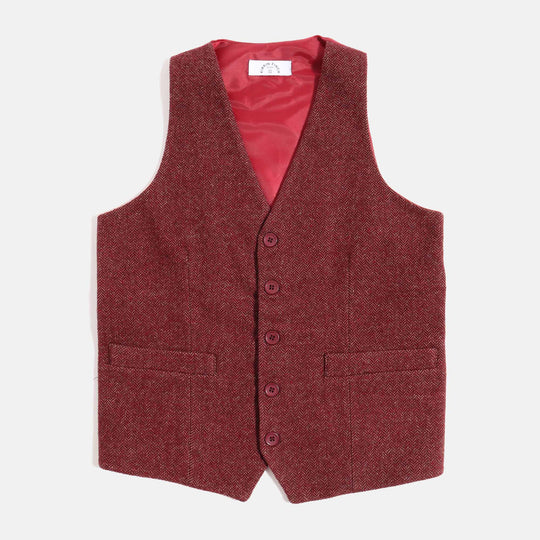 Burgundy Tweed Vest with Red Lining. Kirrin Finch logo at the top.