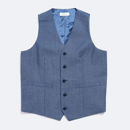 Georgie Slate Blue vest with blue buttons for women and non-binary folk