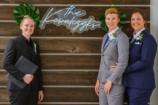 Real Weddings Women's Gray and Navy Blue Suit