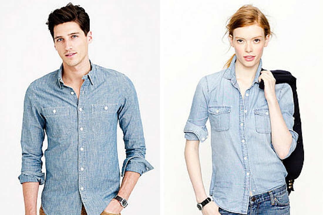 Man and woman wearing button down shirts