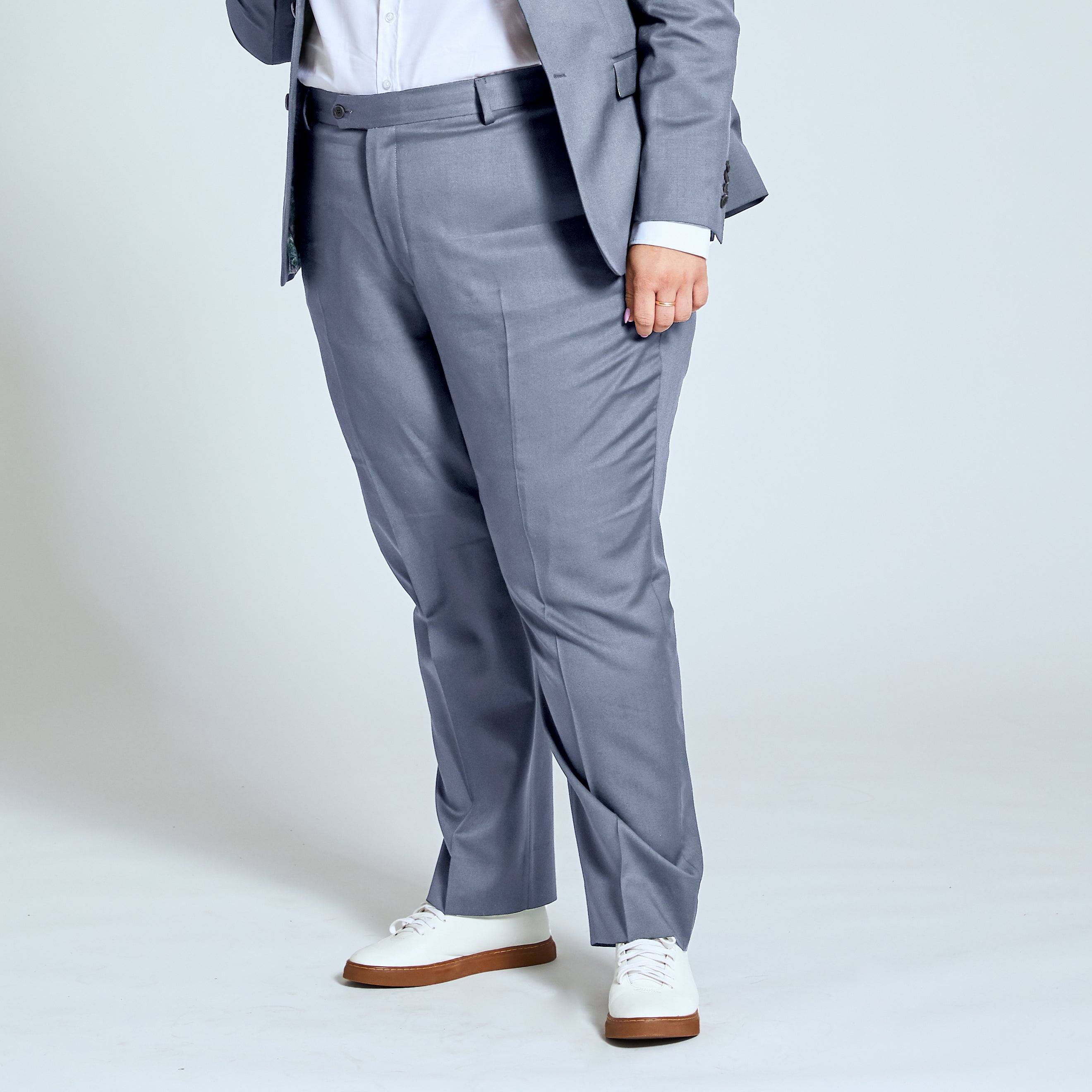 Buy Peter England Men Grey Check Super Slim Fit Formal Trousers online