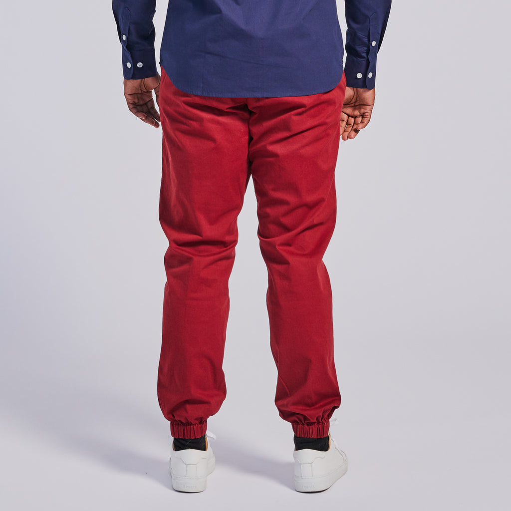 Stretch waistband burgundy pants