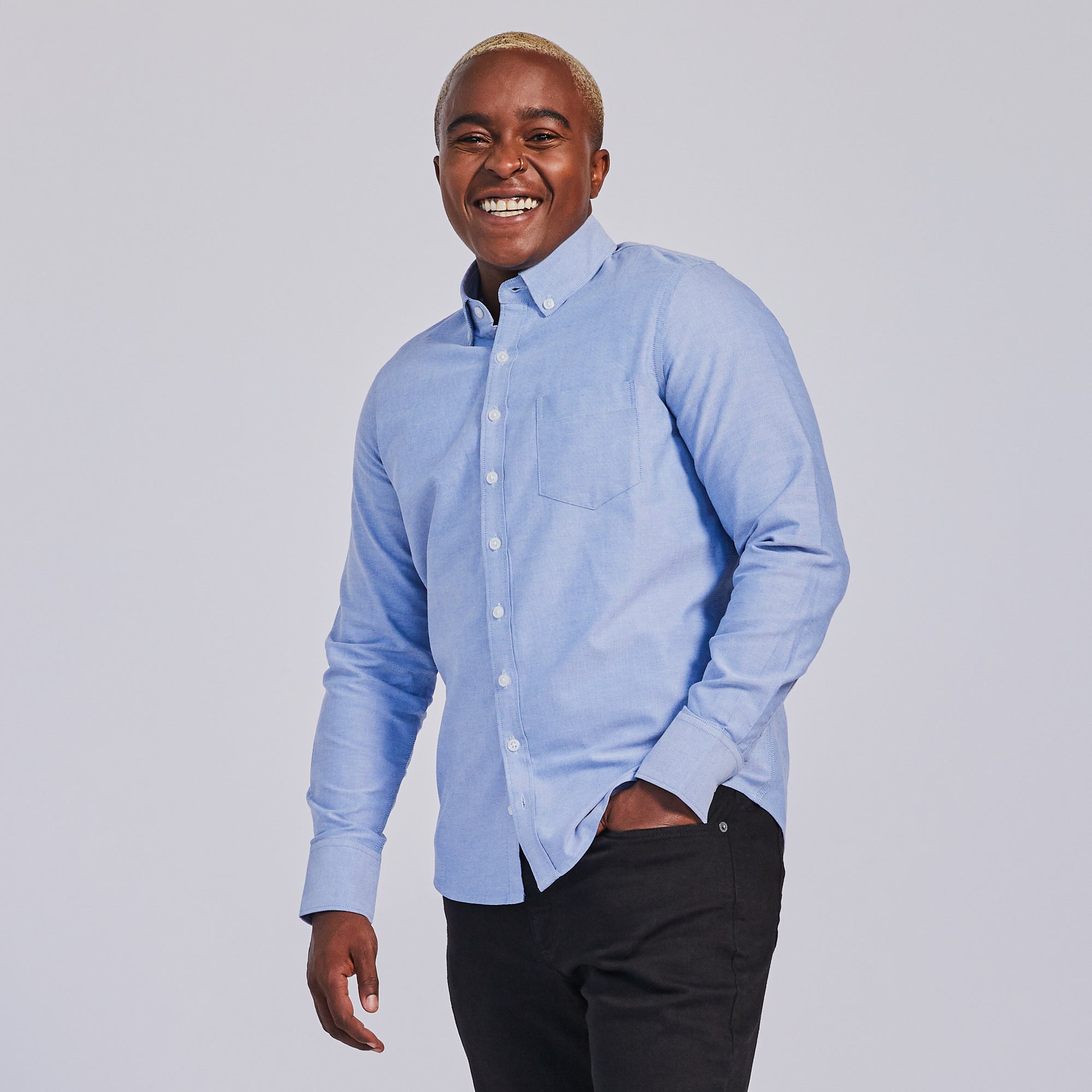 Women's button down Oxford shirt in blue