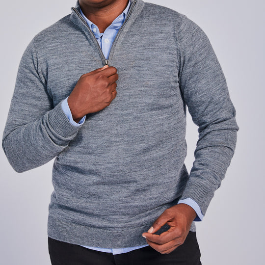 dapper quarter-zip sweater in gray