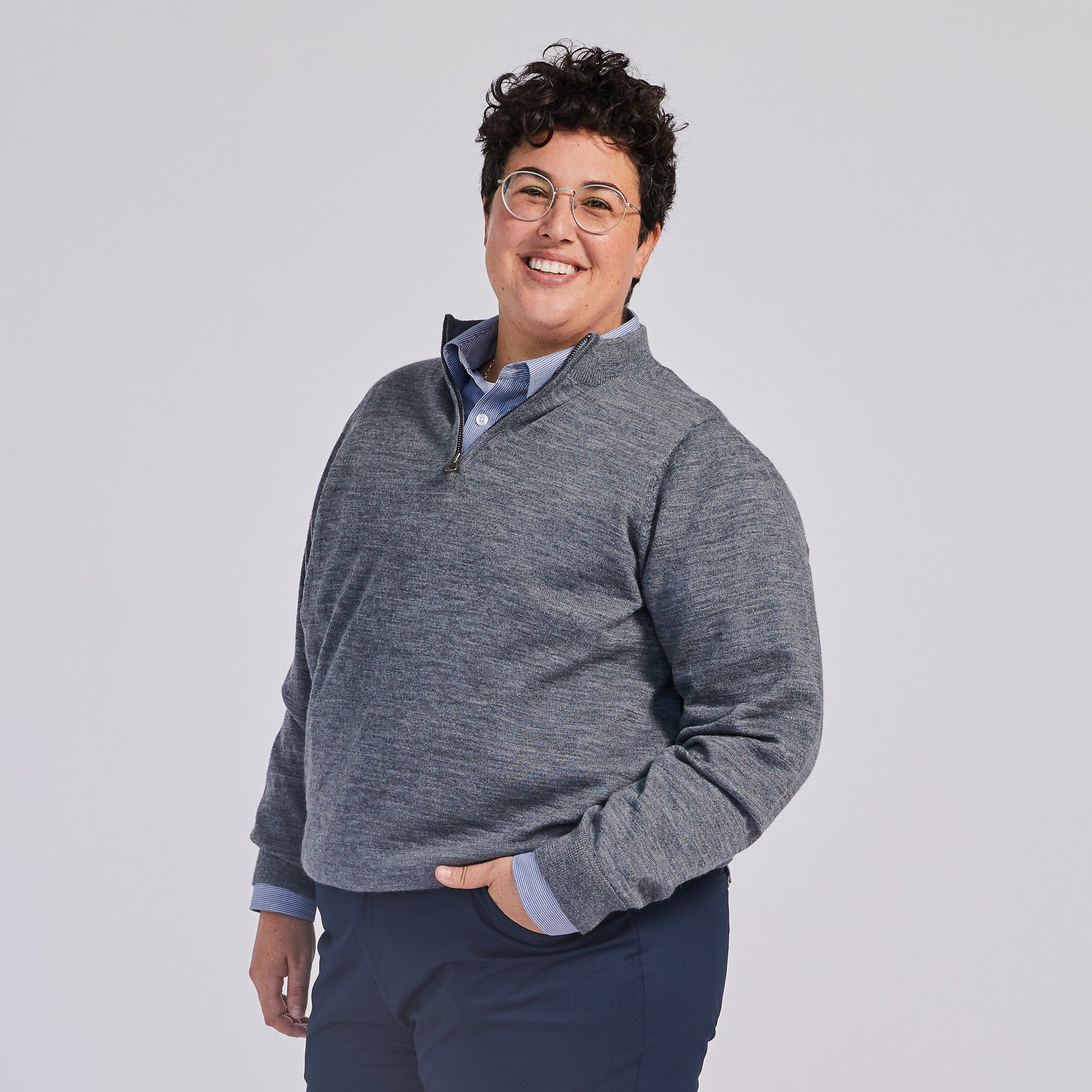 quarter zip merino wool sweater in 4XL