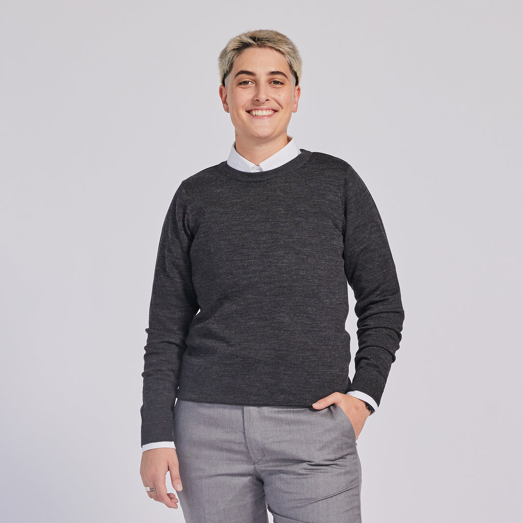Masc Model in charcoal wool sweater