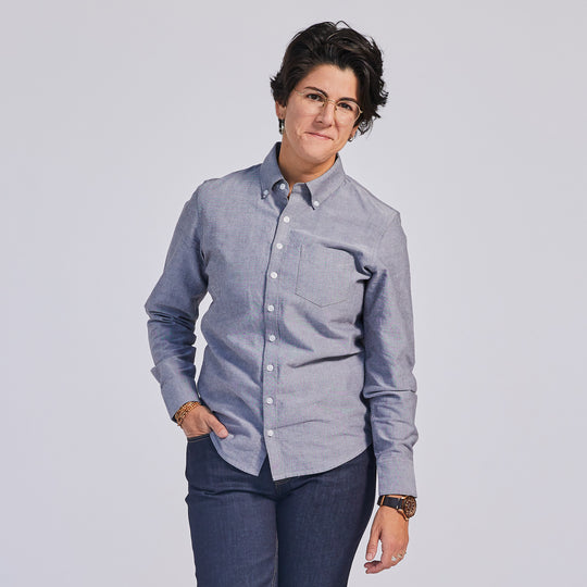 Women's Gray Button down Oxford shirt