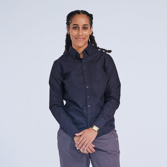 Women's Black Oxford Button-Down Shirt