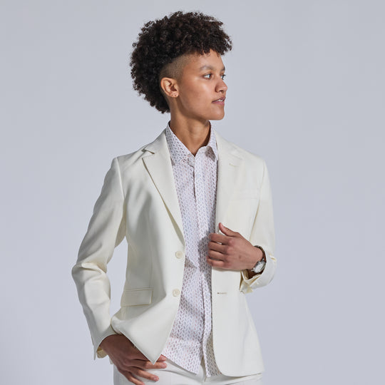 Ivory blazer with matching ivory buttons by Kirrin Finch