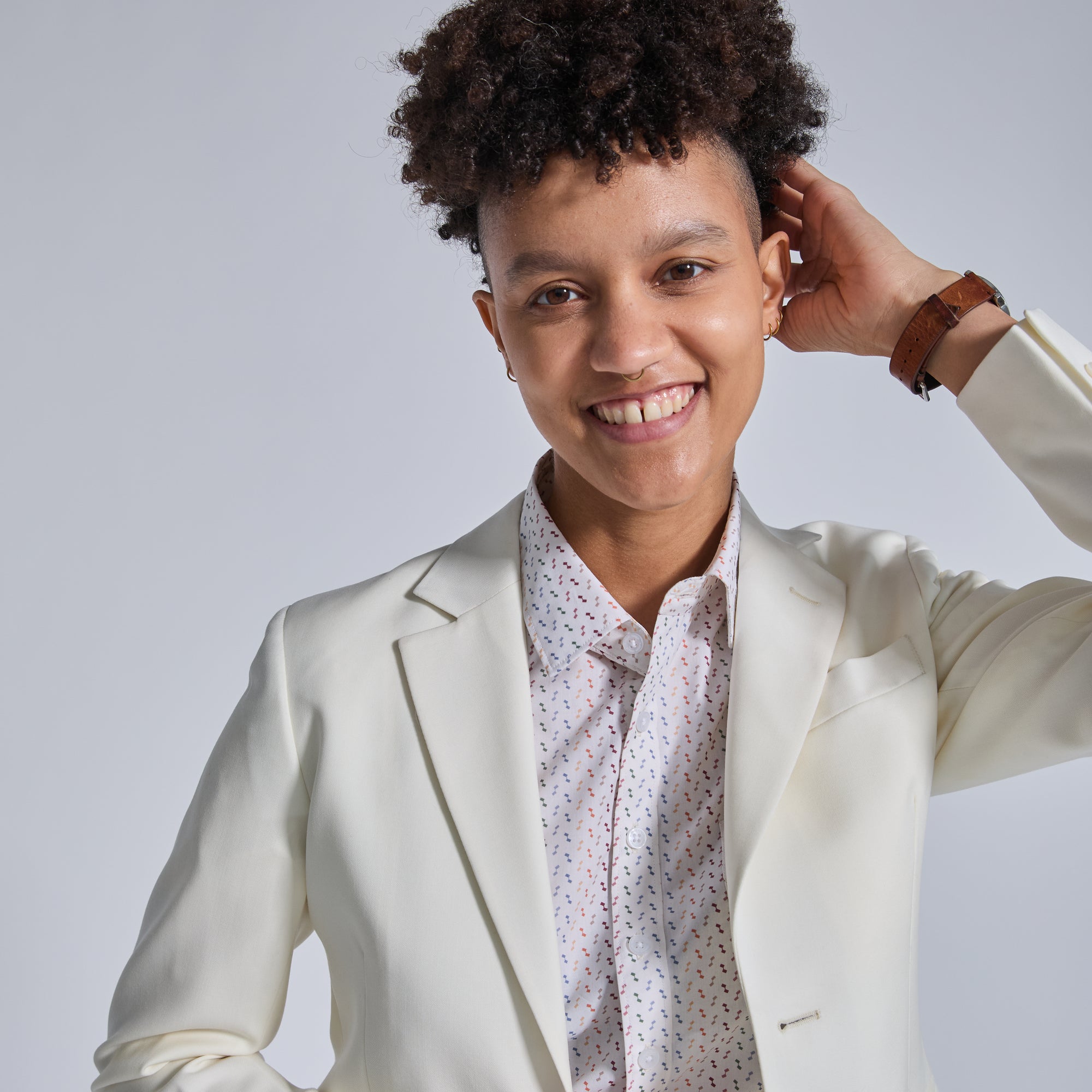 The Georgie Ivory Suit Blazer. Color: Ivory