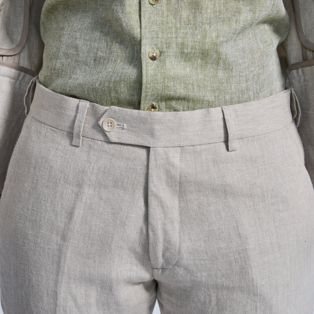 Oat linen dress pants with flexi-waist