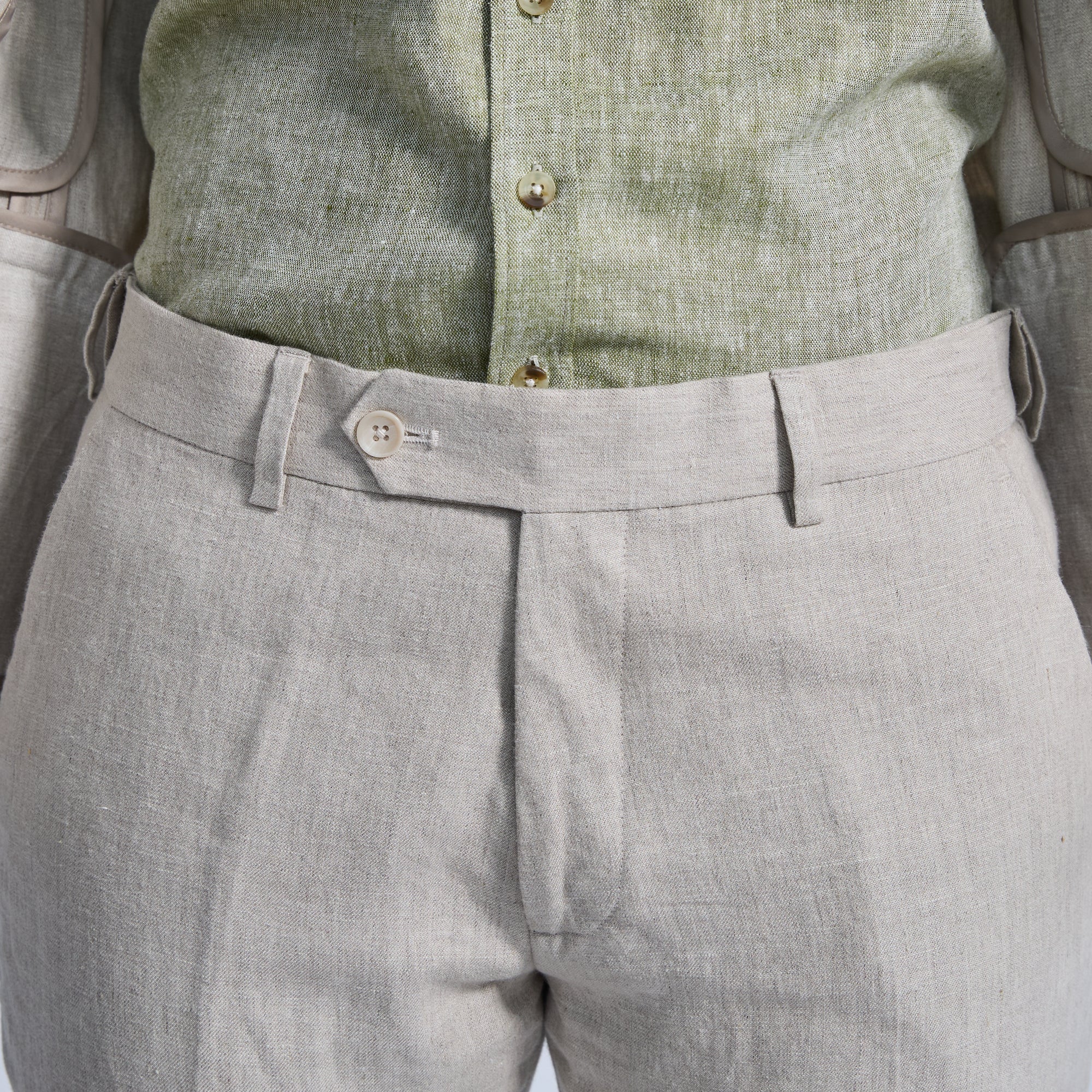 Oat linen dress pants with flexi-waist