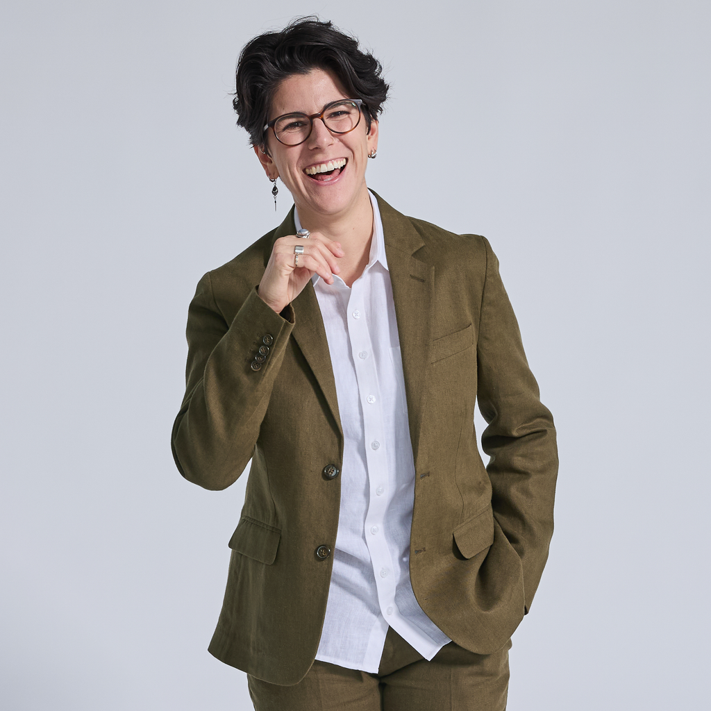 Deep Moss Linen Suit Blazer for women, trans, masc, and non-binary folk
