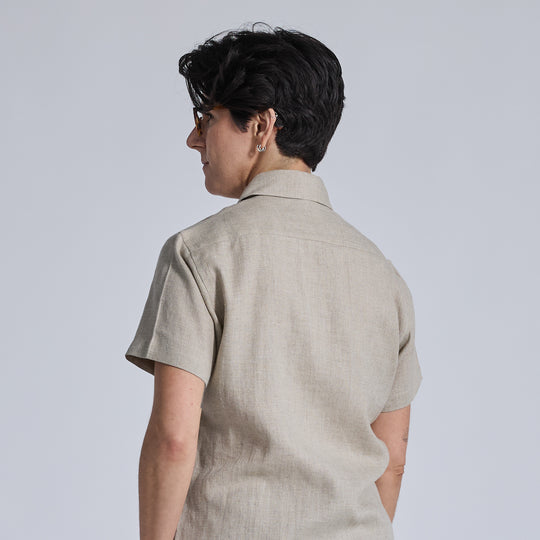 Sandstone Linen Short-Sleeve Shirt