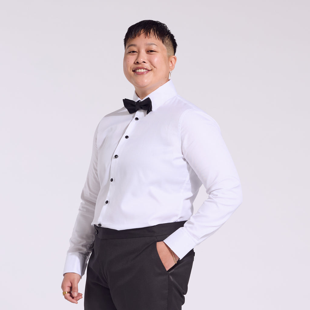 Androgynous White Tuxedo Dress Shirt