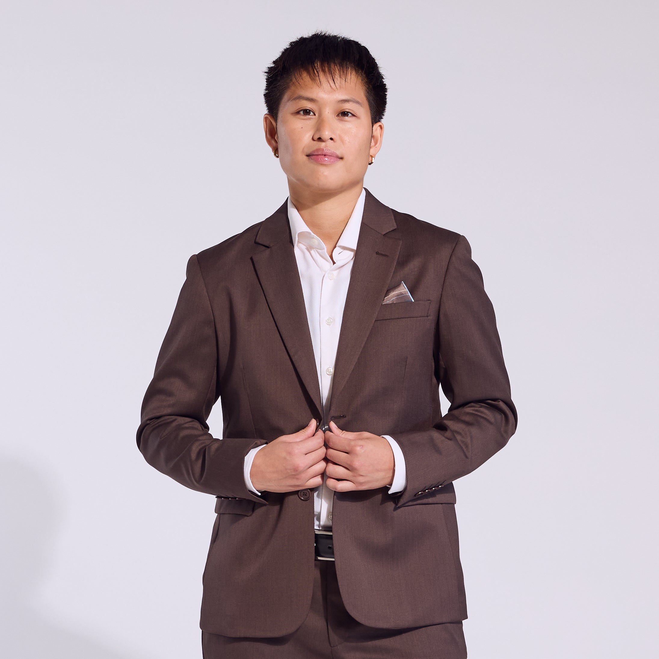 Georgie Chocolate Brown Suit Blazer with pop up pocket square