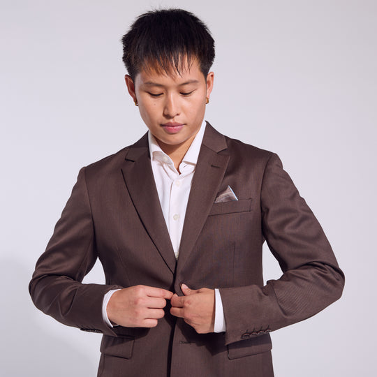 Chocolate Brown Suit Blazer with Dyed to Match buttonholes