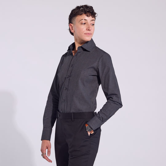 Frankie Black Mini Grid Classic Dress Shirt (Pre-Order)