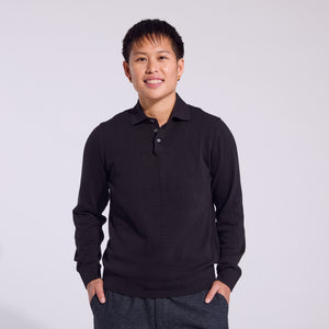 Black Long Sleeve Polo Sweater