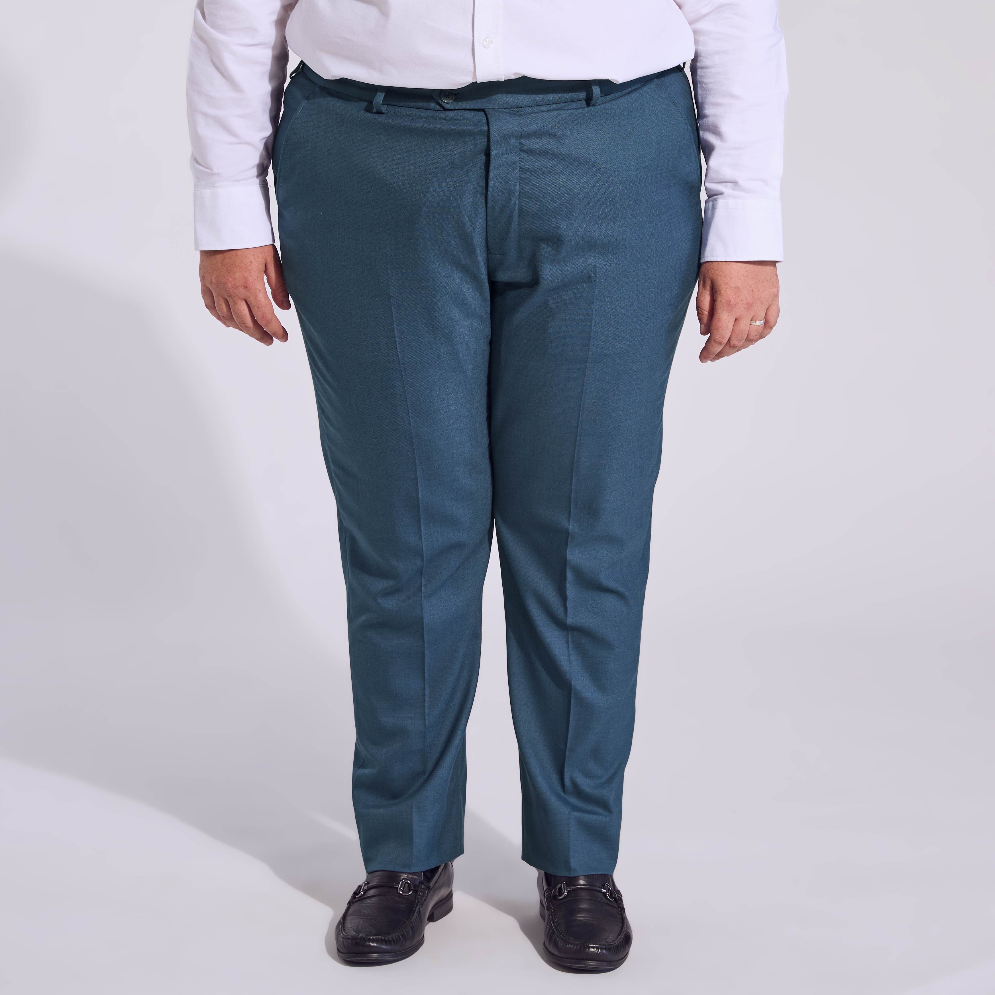 Comfortable Stretch Dress Pants in Hudson Blue by Kirrin Finch