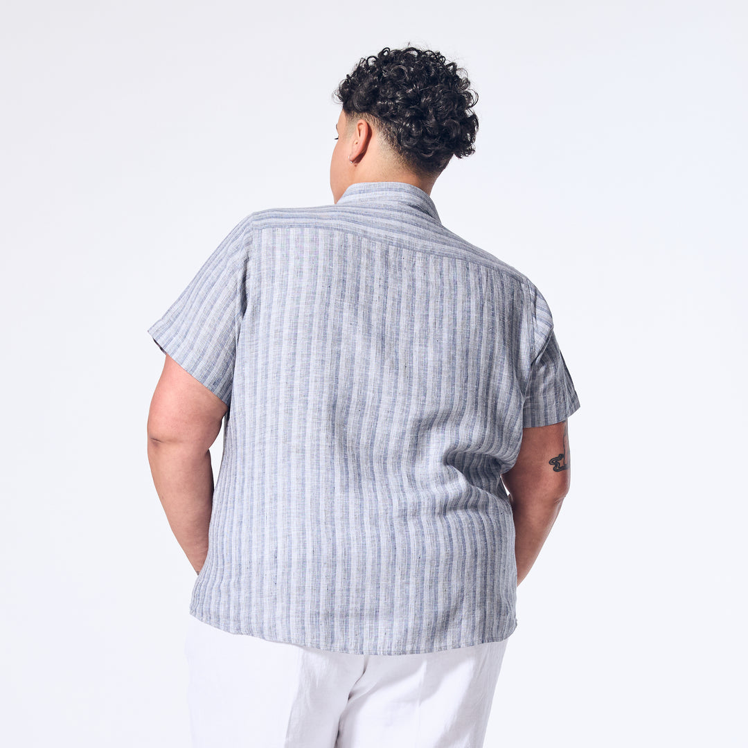 Androgynous Ash Gray Linen Short-Sleeve Shirt | Kirrin Finch