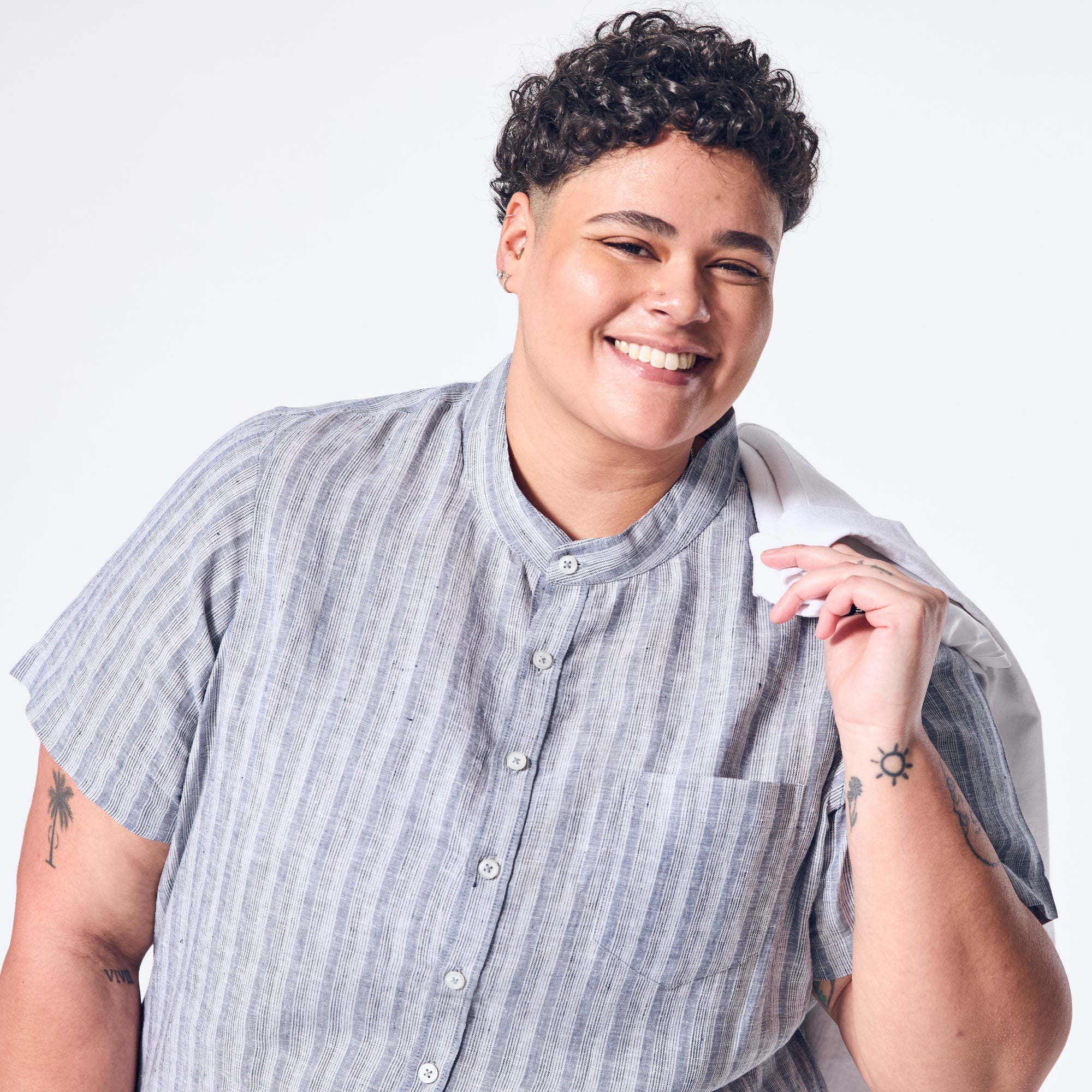 Coastal Blue Linen Shirt made by Kirrin Finch