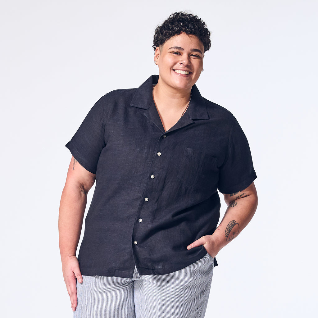 Marine Linen Camp Shirt made by Kirrin Finch