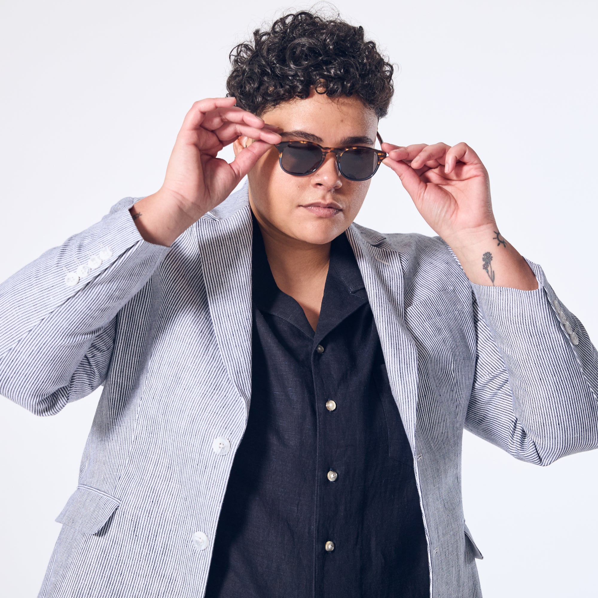 Hampton Blue Stripe Linen blazer made by Kirrin Finch.