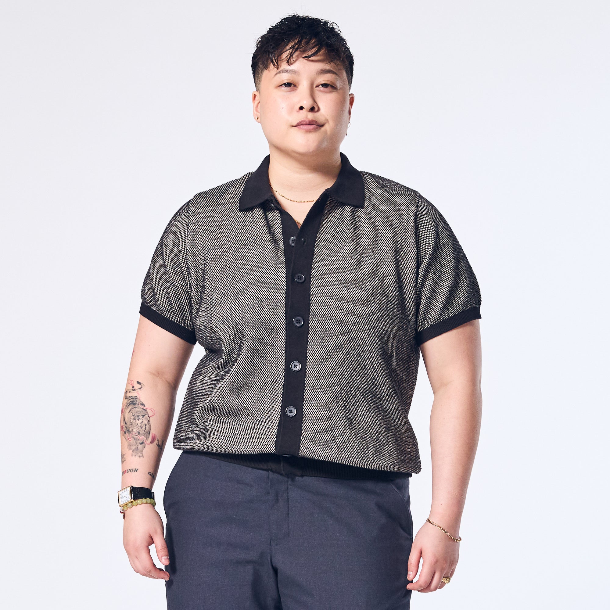 Androgynous Twilight Short Sleeve Cardigan Sweater