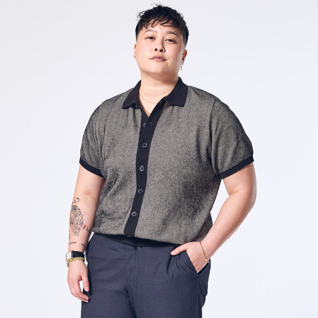 Twilight Short Sleeve Cardigan Sweater made for women, trans, masc, and non-binary folk.