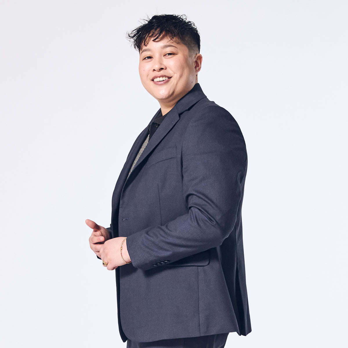 The Scout Ink Blue Suit Blazer made for women, trans, masc, and non-binary folk.