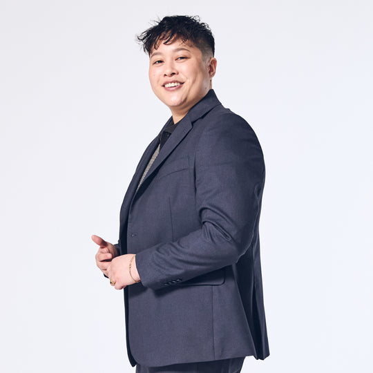 The Scout Ink Blue Suit Blazer made for women, trans, masc, and non-binary folk.