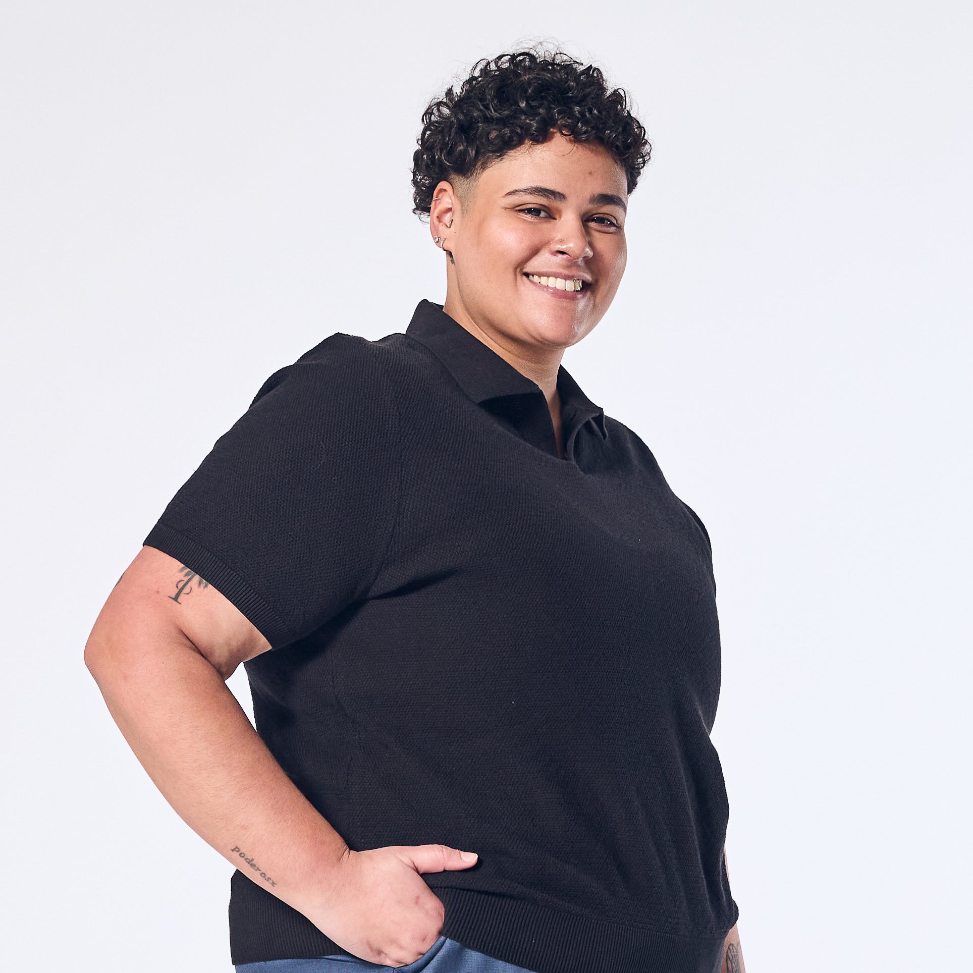 Carbon Johnny Collar Polo made by Kirrin Finch