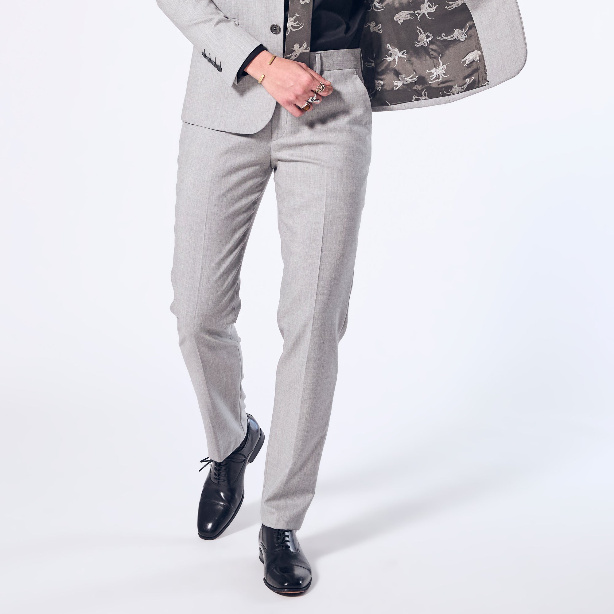 Sky Grey dress pants made for women, trans, masc, and non-binary folk.