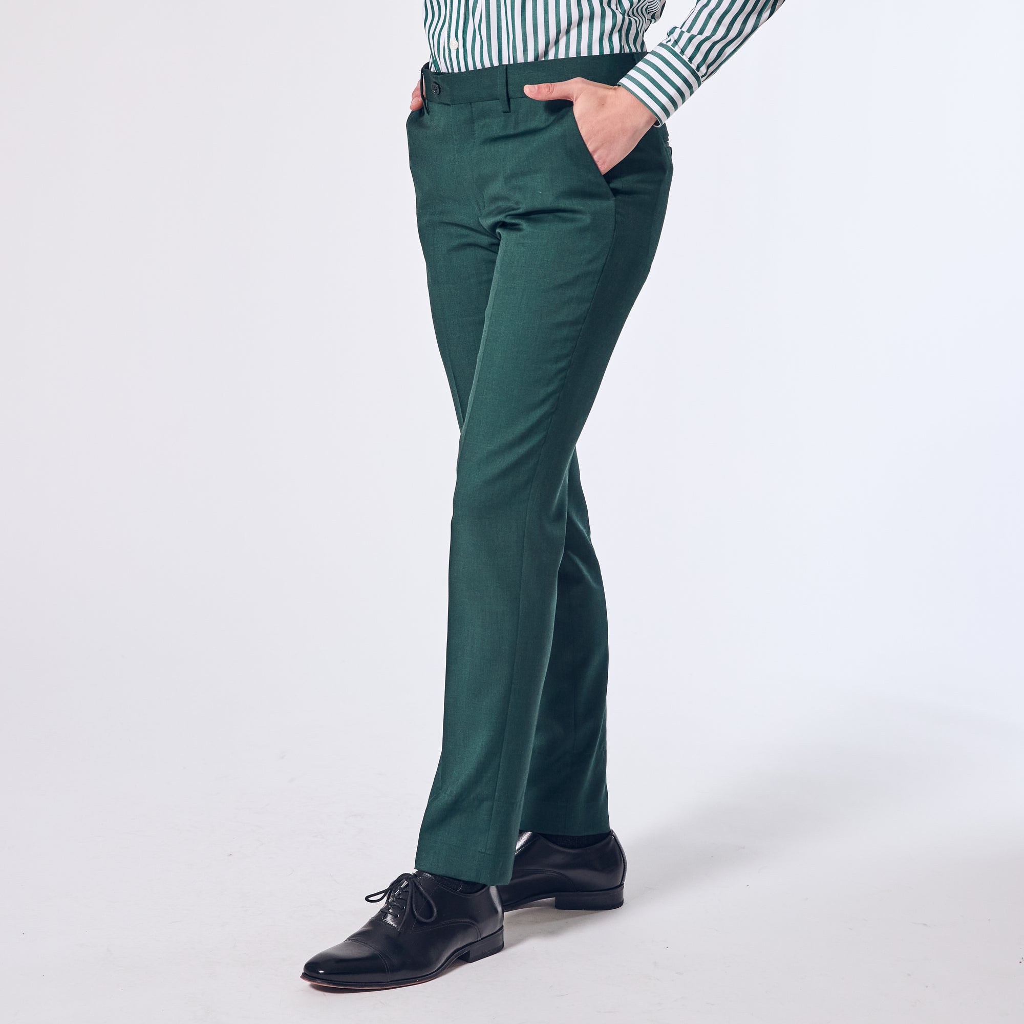 Emerald Green Dress Pants and Bengal Stripe Dress Shirt