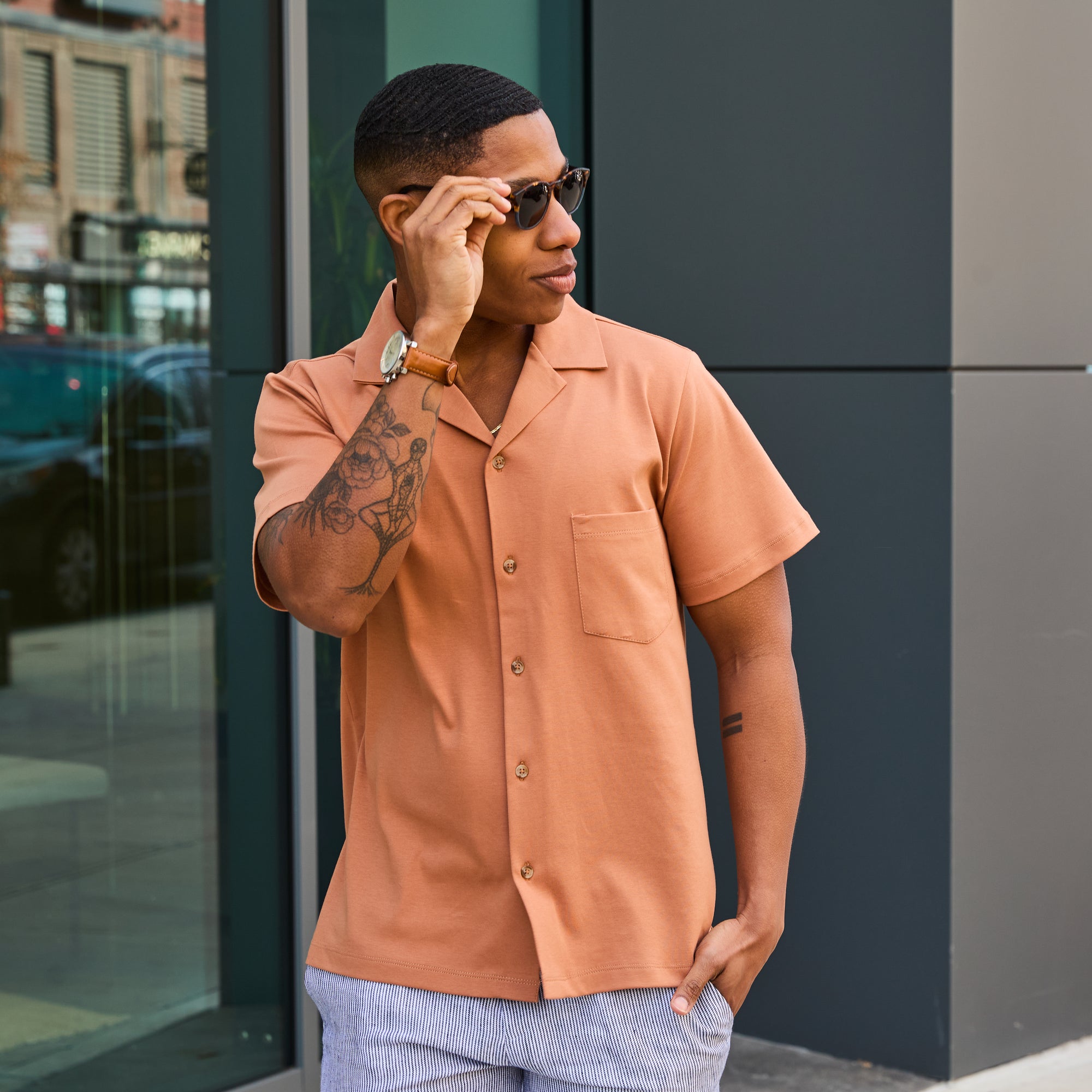 Double Jersey Golden Rod Camp Shirt made by Kirrin Finch.