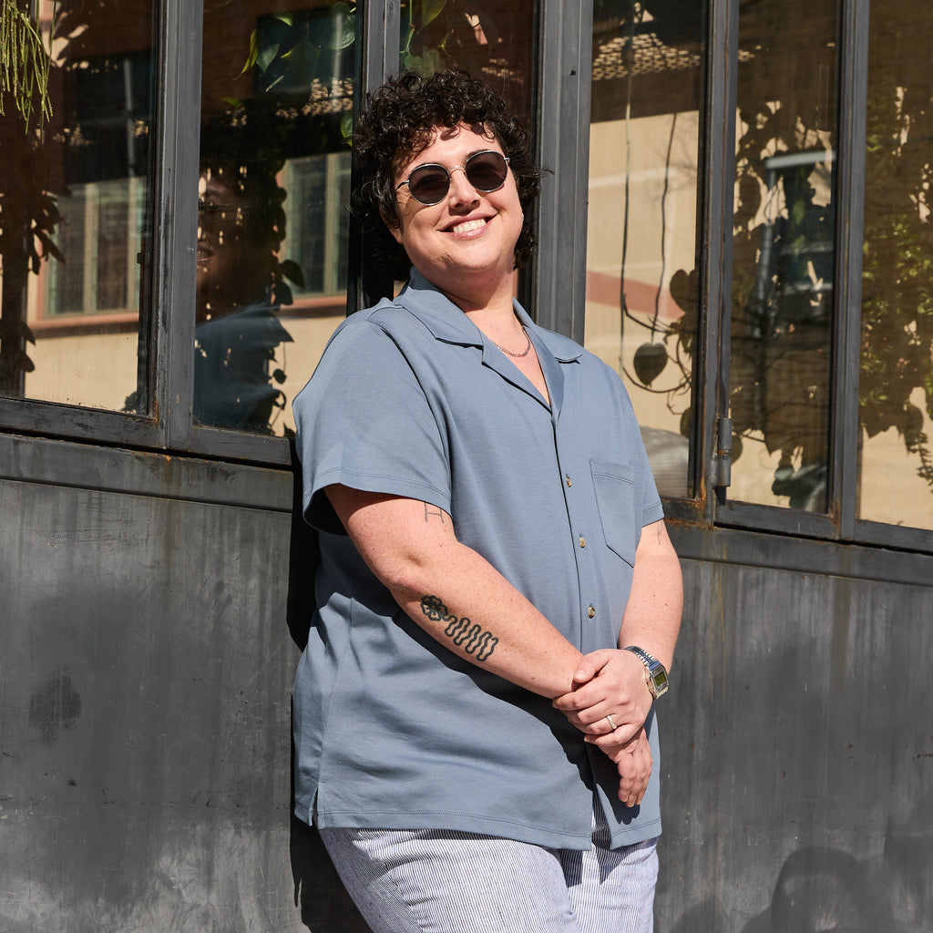 Womens Double Jersey Slate Gray Camp Shirt