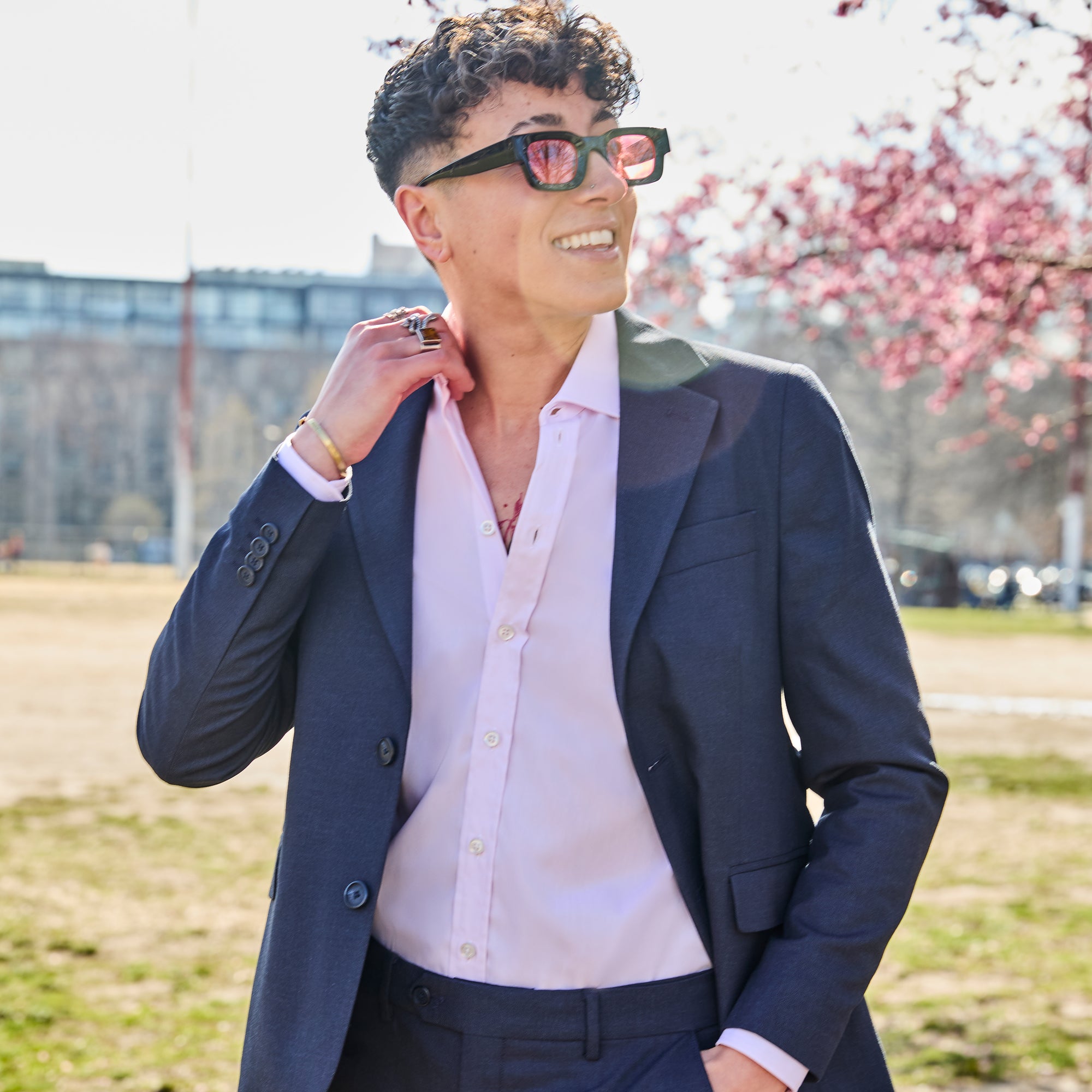 Androgynous Scout Ink Blue Suit Blazer made by Kirrin Finch.