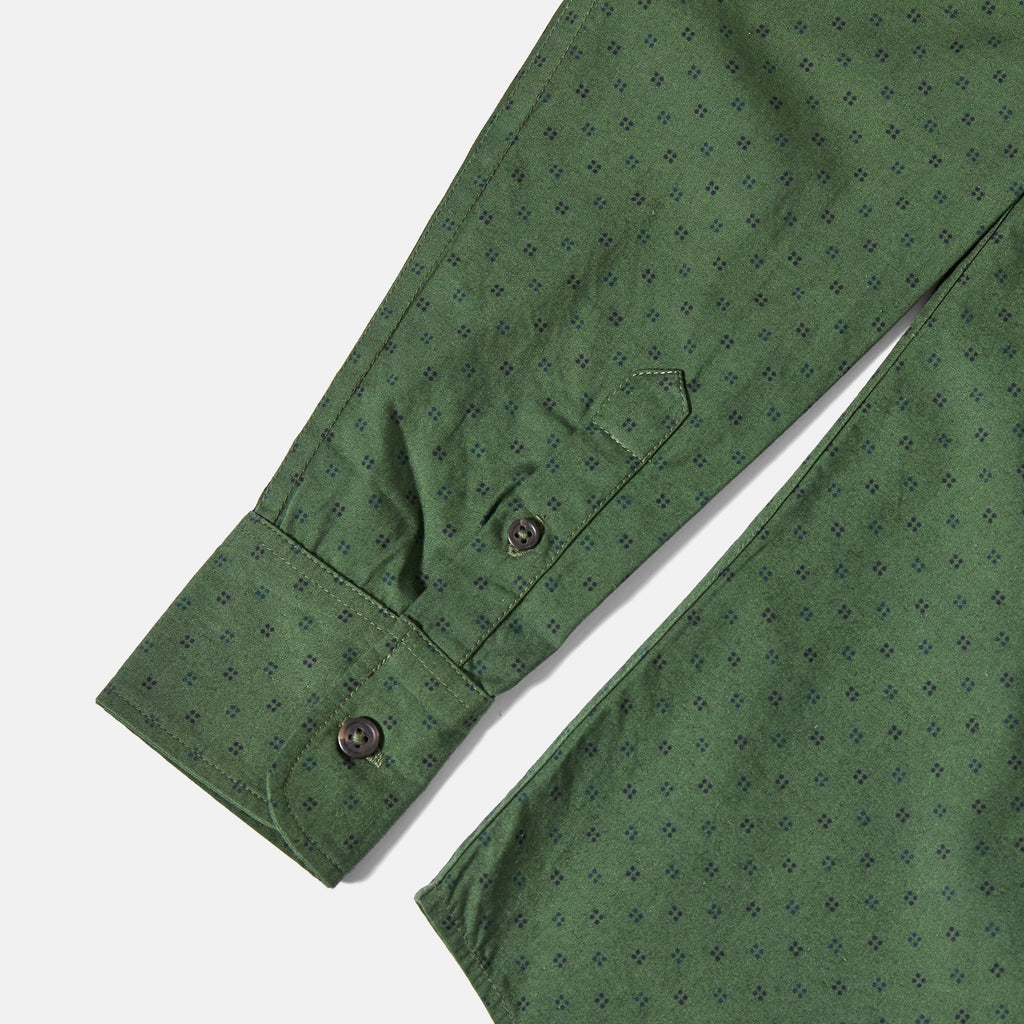 Womens Pine KF Emblem Point Collar Shirt made by Kirrin Finch