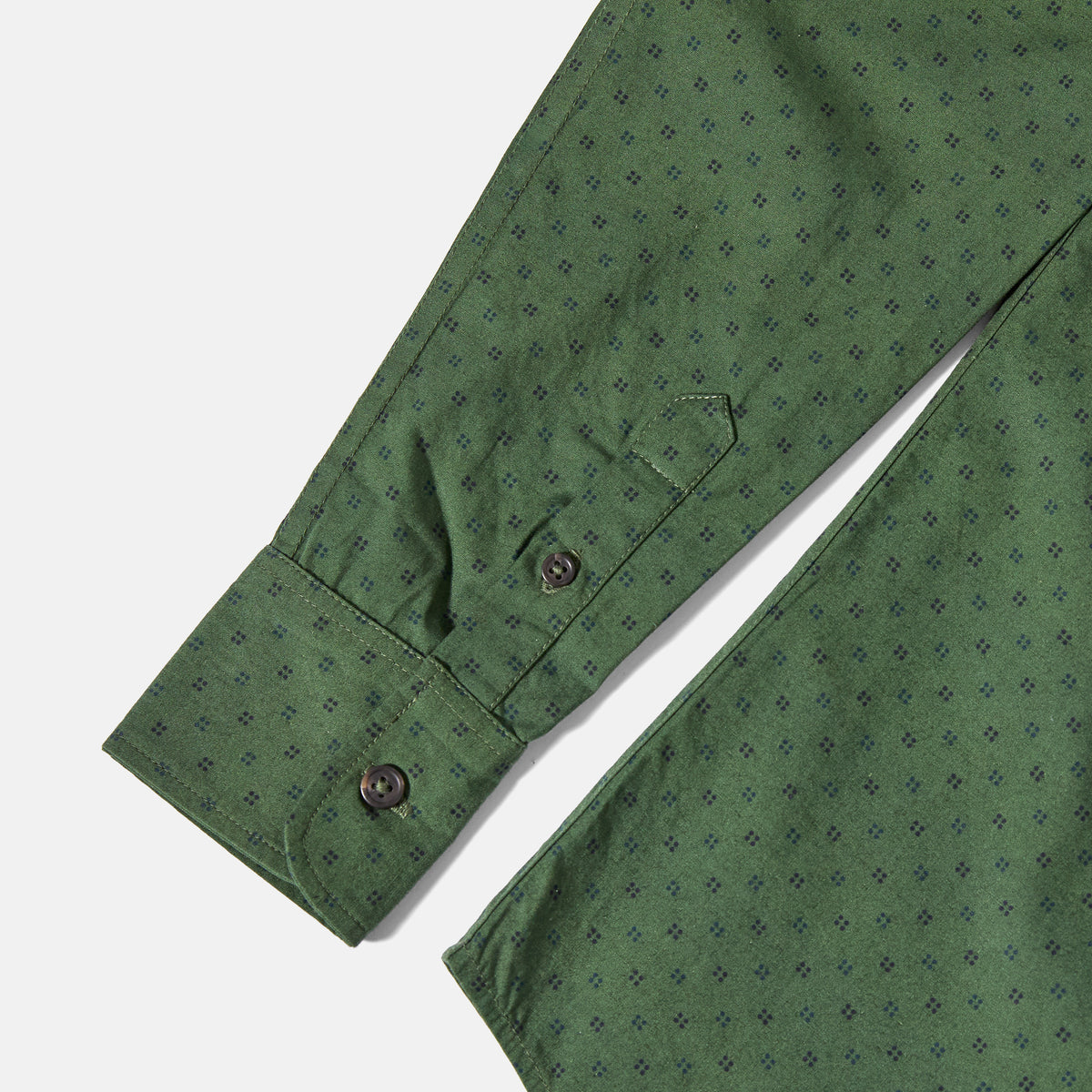 Womens Pine KF Emblem Point Collar Shirt made by Kirrin Finch