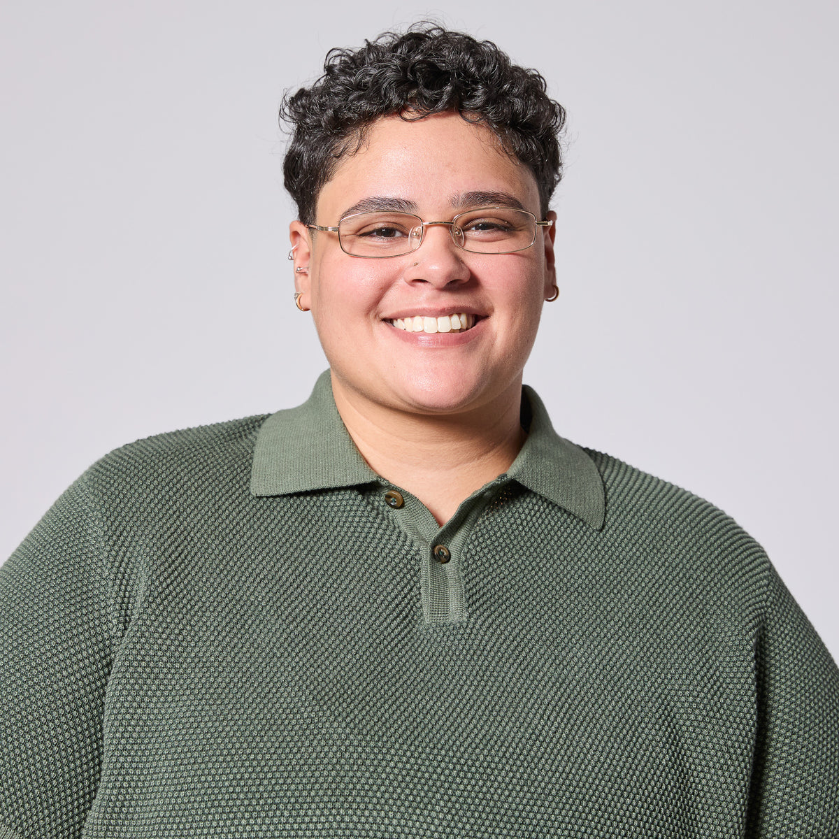 The Hedge Green Pique Polo made for women trans and nonbinary folks