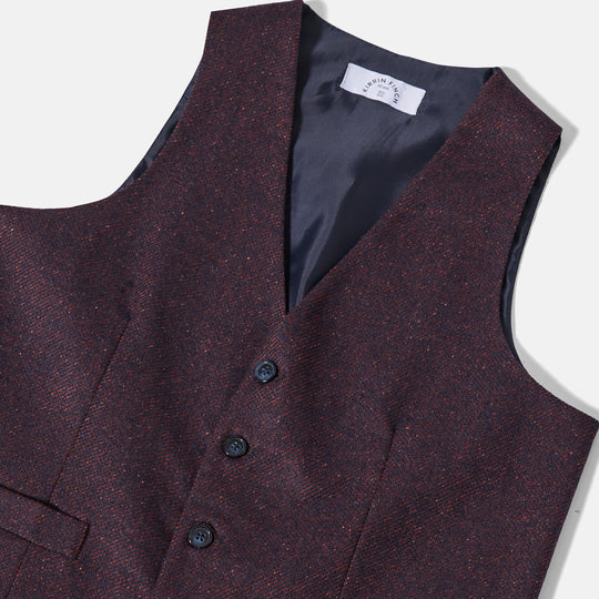 Mulberry Twill Vest with color neps and navy faux horn buttons