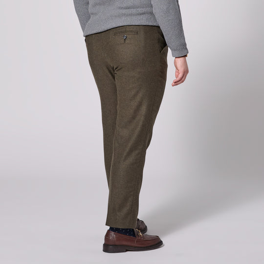 Androgynous Heather Olive Flannel Dress Pants made by Kirrin Finch.